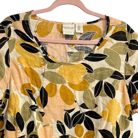 Rachel Zoe Women's S/S 100% Linen Floral Shirt Top sz 1X - Picture 4 of 10